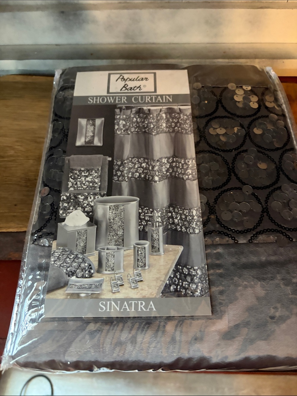 Silver Sequined Material Shower Curtain Glimmer